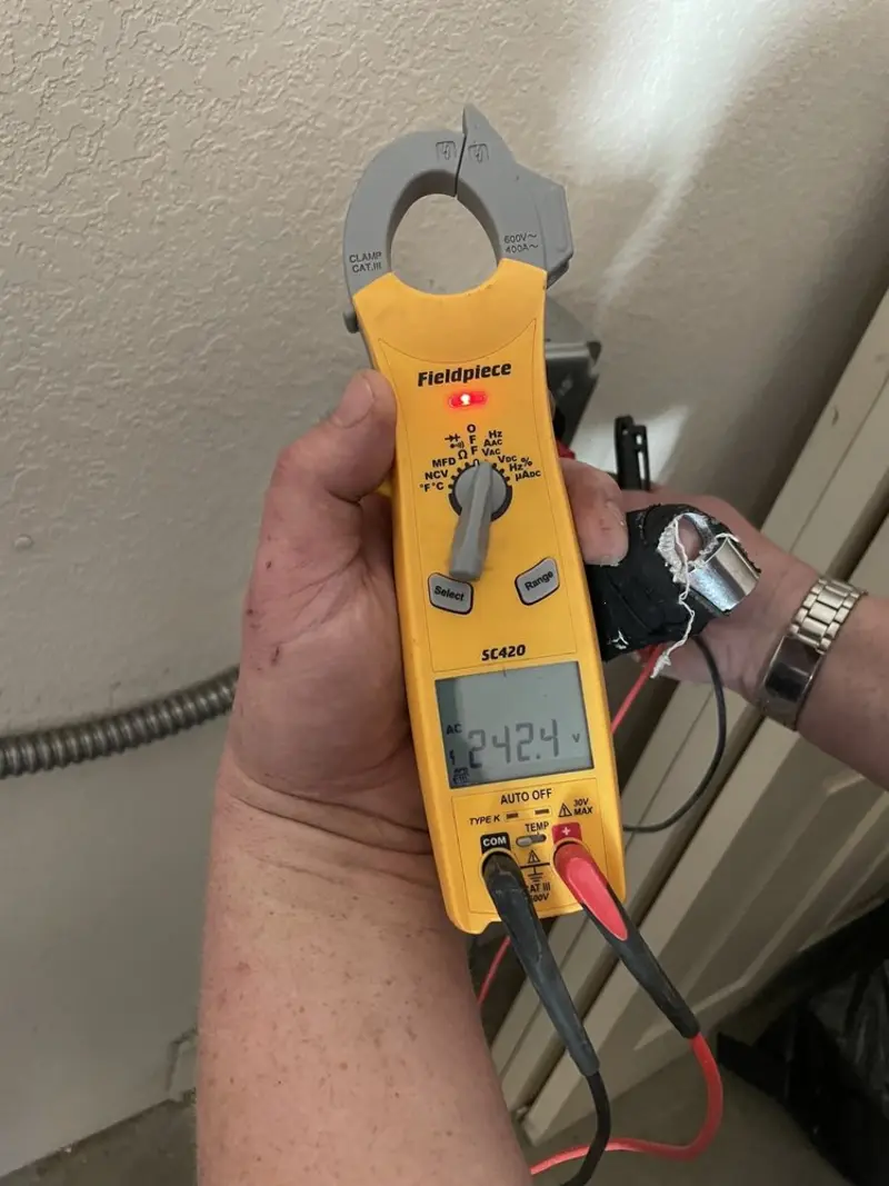 Voltage testing with clamp meter during Hot Tub / Pool Electrical Wiring in Hartville